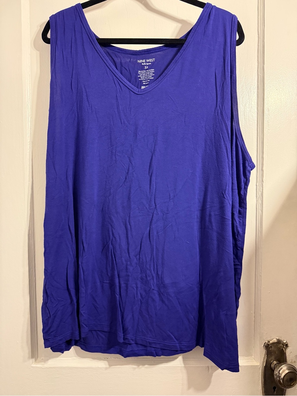 Nine West Sleeveless V-Neck Tank in Cobalt Blue